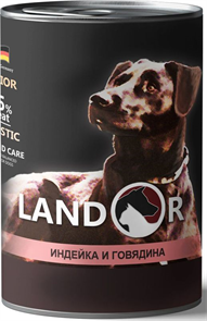 Консервы LANDOR для щенков с индейкой и говядиной Puppy Turkey and Beef