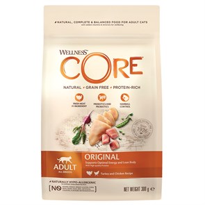 Беззерновой сухой корм WELLNESS CORE для взрослых кошек с индейкой и курицей Original Adult Cat Turkey with Chicken Recipe W10723